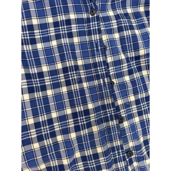L.L. Bean Blue Plaid Button-Up Flannel Fleece Lined Jacket - Picture 6 of 10